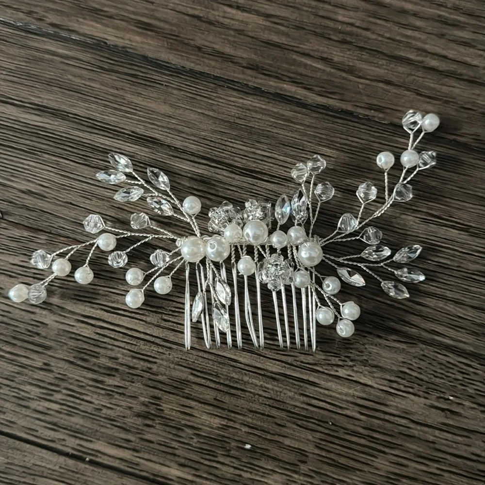 Bridal Flower Girl Silver Boho Wedding Gala Hair Comb Clip Hair Accessory